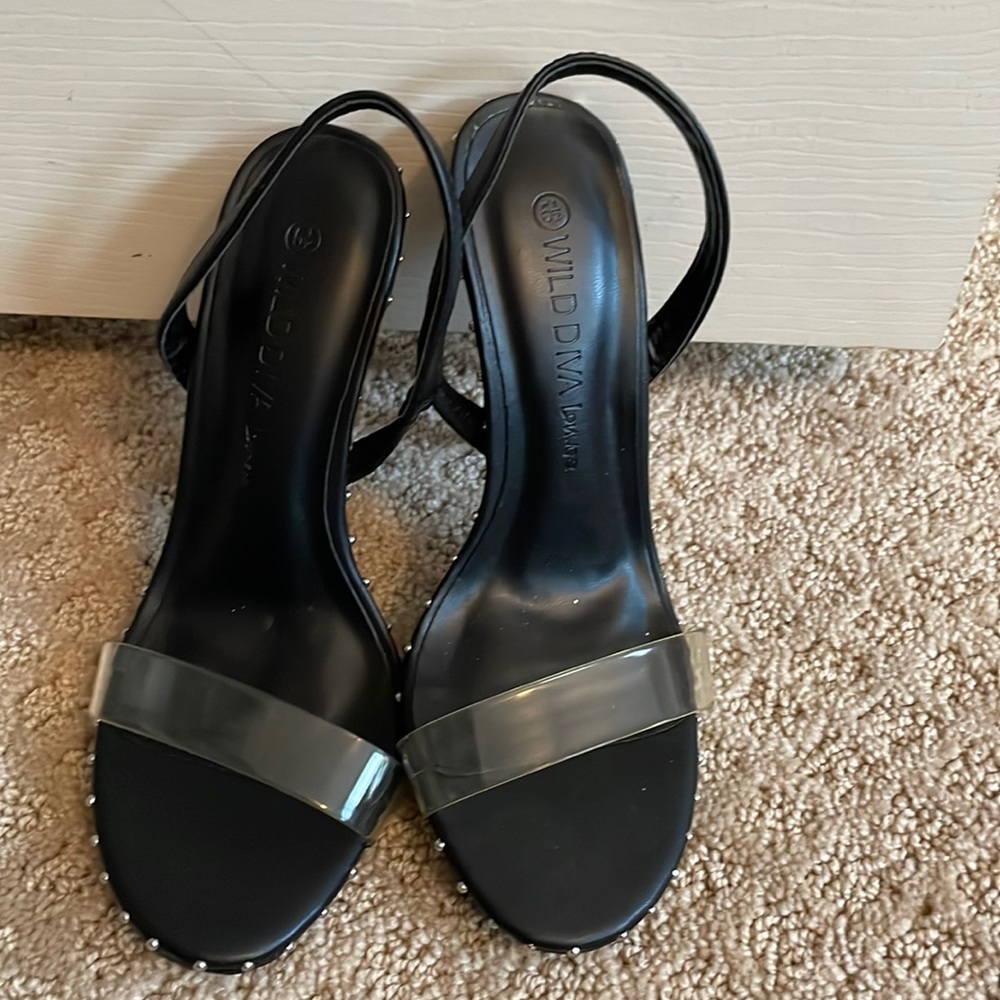 Black wild diva clear strap heels size 5-1/2